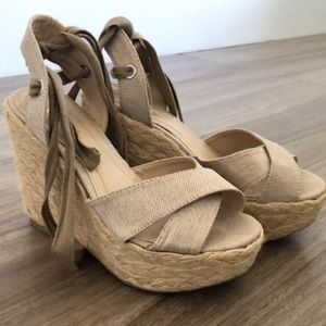 NEW tan platform wedges